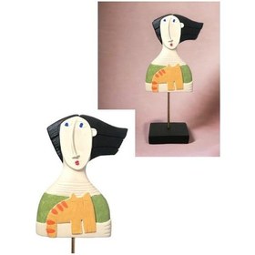 Resim Kedili Kadın Biblo 14 30 Cm 