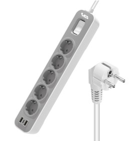 Resim SKY TOPTAN Ve-nova105u A Class 5li 2 Usbli Anahtarli 1.5 Metre Akim Korumali Grup Priz (MADE IN MALAYSİA) (4 