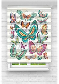 Resim Perdecizade Enxboy Renkli Kelebek Dijital Baskılı Zebra Perde-cocuk Odası-stor Perde Renkli 