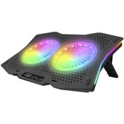 Resim Rampage Ad-rc9 Tornado Rgb Işıklı 2x115mm Fanlı 10-18 Notebook Soğutucu Laptop Soğutucu Lcd Panel 