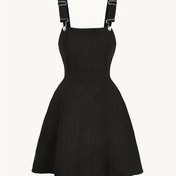 Resim Kadınlar için mükemmel bir yeşil kadife pinafore elbise, sahte askılı ve ayarlanabilir ince askılı, yivli dokulu, fermuar detaylı - Bahar/Yaz/Sonbahar için şık 