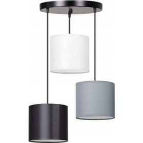 Resim Akdeniz 3lü Silindir Kumaş Abajur Siyah 