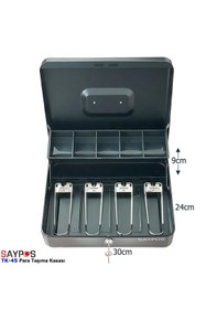Resim Saypos 4 Banknot 5 Bozuk Para Gözlü Taşıma Kulplu Metal Para Kasası 