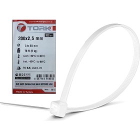 Resim Plastik Kelepçe Cırt Kablo Bağı 2.5x200mm Beyaz 800 Adet 