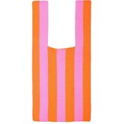 Resim Suntek Şerit Desenli Bayan Omuz Çantası El Kadın Tote Pembe Turuncu Şerit Çok Renkli 