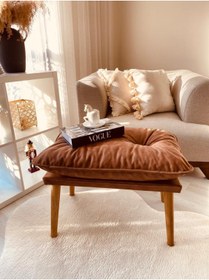 Resim WEBPANYA Gürgen Retro Ayak Handmade Özel Tasarım Kahve Lüx Suni Deri Kaplama Bench Puf Sandalye 