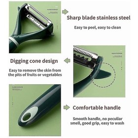 Resim 3b Trend 2'li Sebze Soyucu, Paslanmaz Çelik, Patates Soyucu Yeşil 