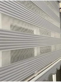 Resim Geniş Pliseli Zebra Stor Perde Eteği Dilimli (Alüminyum Kasa Metal Ayak açıkgripliseli, Açık Gri, 200 x 260 