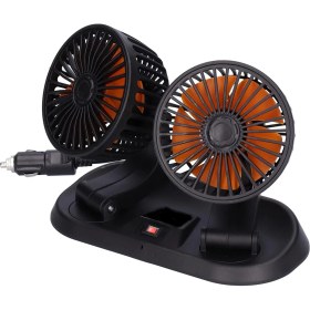 Resim Çift Başlı 360 ° Dönebilen Araç Fanı Oto Fan Soğutucu Vantilatör Çakmaklık Soketli 