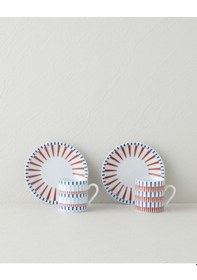 Resim English Home Pico Porselen 4 Parça 2 Kişilik Kahve Fincan Takımı 80 Ml Lacivert-kırmızı Lacivert-kırmızı 