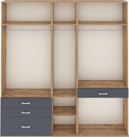 Resim Arges Dolap 7 Raflı 4 Çekmeceli 3 Askılı 220x30x243 Çam-çam/antrasit Atlas Çam/antrasıt 