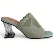 Resim Melen Shoes Violet Yeşil Triko Topuklu Terlik 