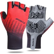 Resim Liangduo Shop Kırmızı Stil Xl Boyutu Bisiklet Eldiveni Erkek Yaz Spor Güneş Koruyucu Nefes Alabilen Ter Emici Yarım Parmak Bisiklet Eldiveni Erkekler ve Kadınlar (Yurt Dışından) 
