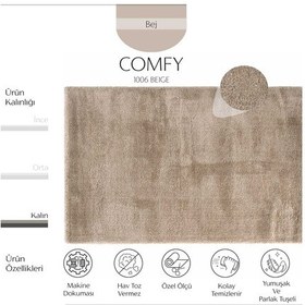 Resim Cool Halı Comfy 1006 Bej Yumuşak Dokulu Halı Kilim Salon Koridor Çocuk Odası Halısı Uzun Tüylü Kesme Yolluk Shagyy Dokuma Makine Halısı 