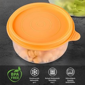 Resim 12'li Yuvarlak Gıda Saklama Kabı Seti - Organizer Düzenleyici Erzak Kabı 12x250ml Turuncu 