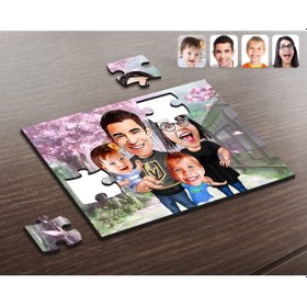 Resim Kişiye Özel Aile Karikatürlü Ahşap Puzzle-3 