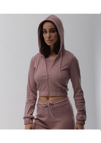 Resim Kaşkorse Pudra Fitilli Fermuarlı Sweatshirt Pudra 