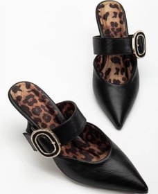 Resim Biçomi Yote Siyah Cilt Topuklu Terlik Çok Renkli 