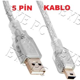 Resim 1.5 Metre Usb2.0 0.3M Şeffaf Usb Am/Mini 5Pin Şarj Kablo 