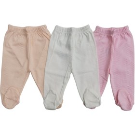 Resim bebedino Bebek Patikli Alt Hava Alır Kumaş Düz Renk (3 Lü Paket Beyaz-somon-pembe) 
