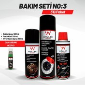Resim Wöller Bakım Seti No3 Fren Balata Spreyi Pas Sökücü W40 Koruyucu Yağlayıcı Sprey Set 