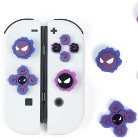 Resim WISHAVEN Çapraz D-Pad Düğme Kapakları Aydınlık Silikon Başparmak Tutacağı Seti, ABXY Düğmeler Çıkartma Joystick Kapak Kapakları Nintendo Switch/OLED Controller (Gastly) ile Uyumlu 