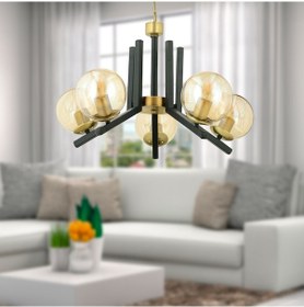 Resim Mikel 5 Li Siyah Eskitme Modern Yatak Odası Mutfak Oturma Odası Retro Salon Avize 