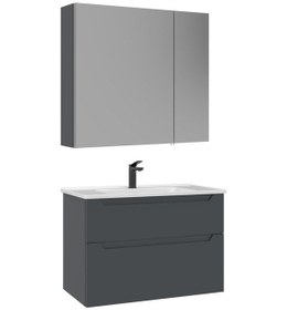 Resim Orka Messina 85 Cm Mat Antrasit Banyo Dolabı Takımı Antrasit 