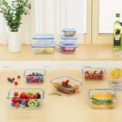 Resim 6 adet Borosilikat Cam Gıda Saklama Kapları Seti - Sızdırmaz Bento Kutuları Kilitleme Kapakları ile, Elde Yıkama, Mikrodalga, Fırın, Dondurucu Güvenli, Bpa-Free, Dikdörtgen Şekil, Plaj Teması, Okula Dönüş 