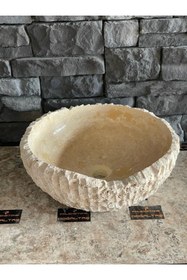Resim Polen Stone Traverten Doğal Taş Patlatma Modeli Çanak Lavabo 42x15 