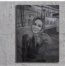 Resim Kişiye Özel Fotoğraftan El Yapımı Karakalem Portre Tablo 