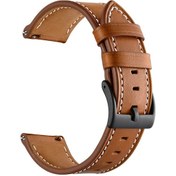 Resim Sones Huawei Watch Gt3 42mm / Watch Gt2 42mm İlk Katman Deri Dikiş İpliği Watch Kordon 