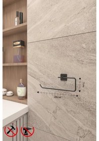 Resim Banyo Yapışkanlı Siyah Kare Topuz Havluluk Ve Kare Tuvalet Kağıtlık Kare Peçetelik Seti Düzenleyici Siyah 
