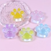 Resim 1/5 Adet Sevimli Karanlıkta Parlayan Pastel Kedi Pati Süsleri - Şeffaf, Sarı, Pembe, Mor, Mavi - Elektriksiz Kullanım, İç/Dış Mekan Dekoru - Kedi Severler için Hediye, Ev, Ofis, Raf Dekorasyonu - Reçine Figürler, Kedi Hediyeleri, Oyunlu Tasarım, Parlak Yüzey 