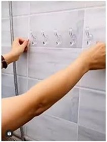 Resim Yakut Silikonlu 5'Li 29 * 7 Şeffaf Güçlü Kendinden Yapışkanlı Kapı Duvar Askısı Ağır Yük Taşıma Askı Şeffaf 