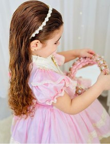 Resim H L Y Karol Tasarım Pembe Krem Vintage Kız Bebek Elbisesi,doğum Günü,fotoğraf Çekim Elbise,0-12 Yaş Uygun Pembe 