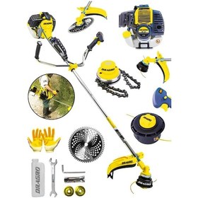 Resim Dragro T6002 Turbo Sarı 20 Hp Yan Tipi Benzinli Motorlu Ot Çalı Tırpanı Çim Biçme Makinesi 