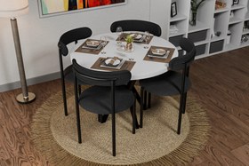Resim DİCLE YUVARLAK MDF MUTFAK MASASI TAKIMI, ANTRASİT 