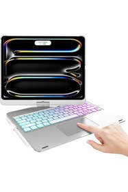 Resim UnDePlus iPad Pro 11inç M4/M5 Kılıf Kablosuz Dönebilen Klavyeli Case Keyboard 2024/2025 Uyumlu 