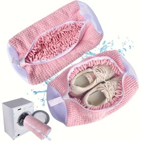 Resim 360° Yumuşak Fırçalı Çok Amaçlı Makinede Yıkanabilir Ayakkabı Çantası, Sneaker ve Ayakkabı Saklama için Dayanıklı Polyester Dairesel Fermuar Kapatmalı Çamaşır Torbası, Yer Tasarruflu Tasarım, Ayakkabı Depolama, Çamaşır Organizasyonu, File Üstü, Güçlendirilmiş Dikişler, Sık Seyahat Edenler İçin Yıkanabilir Organizer, Spor Salonu Kullanıcıları İçin Hafif Ayakkabı Temizleme Organizatörü, Yüksek Kaliteli File, Ayakkabı Temizleme Organizatörü 