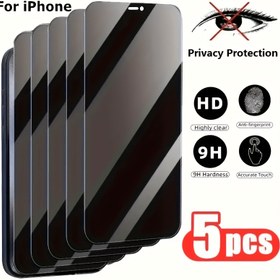 Resim iPhone 11 12 13 14 15 16 17 Pro Max 17 Air 16e 14 15 16 Plus için 5 Adet Casus Tam Kaplama Gizlilik Koruma Fonksiyonlu Temperli Cam Ekran Koruyucu Film 