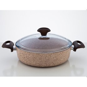 Resim Falez Creamy Granit Basık Tencere 24-26-28-30 CM 28 CM 