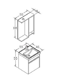 Resim Orka Aydos 55 Cm Mdf Banyo Dolabı Alt Modül Ve Lavabo Çok Renkli 