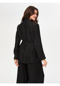 Resim Faik Sönmez Kendinden Dokulu Kimono Ceket S26kmn003 Us26kmn00310 Siyah 