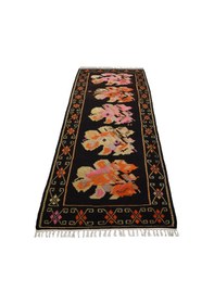 Resim Kilim Antik El Dokuma Güllü Çiçekli Kirmen Karabağ Yolluk Yün Kilimi 0147 - Yeni - Çok Renkli 