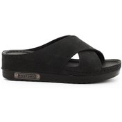 Resim Gönderi R Siyah Dolgu Topuk Çapraz Bantlı Comfort Terlik Siyah 