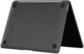 Resim Apple Macbook Air 13.3inç 2020 M1 A2337 A2179 A1932 ile uyumlu Kılıf ile uyumlu Kılıf Karbon Fiber Desenli Kapak Siyah 