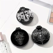 Resim 1 adet/Skelet Melek Kanat Desenli Taşınabilir Seyahat Mini Katlanır Ayna Tarak - Büyük Tüyli Naylon Saç Tarak, Salon, Ev ve Seyahat Kullanımı için Ergonomik Kolu, Skelet Melek Kanat Tasarımı, Dayanıklı Abs Plastik Kolu 