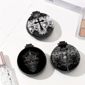 Resim 1 adet/Skelet Melek Kanat Desenli Taşınabilir Seyahat Mini Katlanır Ayna Tarak - Büyük Tüyli Naylon Saç Tarak, Salon, Ev ve Seyahat Kullanımı için Ergonomik Kolu, Skelet Melek Kanat Tasarımı, Dayanıklı Abs Plastik Kolu 