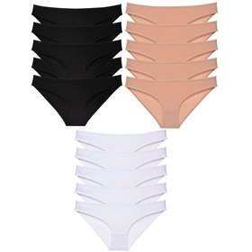 Resim 15 Adet Süper Eko Set Likralı Kadın Slip Külot Siyah Ten Beyaz Çok Renkli 